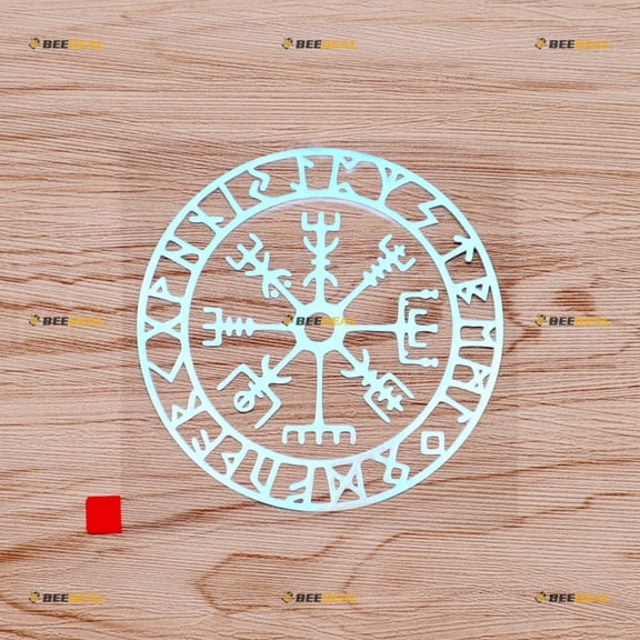 Vegvisir Viking Runic Compass Decal Sticker Vinyl Odin Norse - Holographic Iridescent Oil Slick Colorful, 4 Inches - No Background for Car Boat Laptop