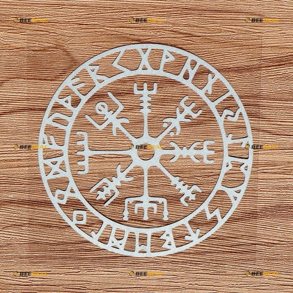 Vegvisir Viking Runic Compass Decal Sticker Vinyl Viking Odin Norse - Reflective, 4 Inches - No Background for Car Boat Laptop
