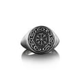 thumbnail image 1 of Vegvisir with Viking Knot Ring for Men in Sterling Silver, Norse Mythology Pinky Signet Ring, Nordic Men Engraved Ring, Viking Compass Ring, 1 of 5