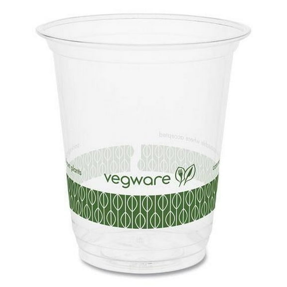 Vegware 76-Series Cold Cup, 7 oz, Plastic, Clear/Green, 1,000/Carton
