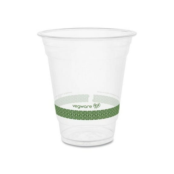 Vegware™ 96-Series Cold Cup, 12 oz, Clear/Green, 1,000/Carton R360Y-G