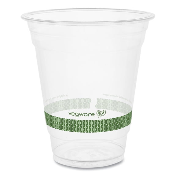 Vegware™ 96-Series Cold Cup, 12 oz, Clear/Green, 1,000/Carton R360Y-G