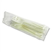 Vegware Cutlery Kits, Fork/Knife/Spoon/Napkin, White, 250/Carton