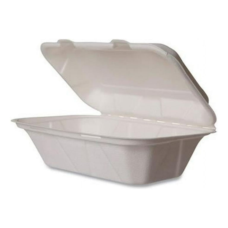 Nourish Molded Fiber Takeout Containers, 5 x 9 x 2, White, Sugarcane, 250/Carton Nourish Molded Fiber Takeout Containers, 5 x 9 x 2, White, Sugarcane, 250/Carton