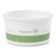 Vegware Soup Containers, 6 oz, 3.5" Diameter x 1.7"h, Green/White, Paper, 1,000/Carton
