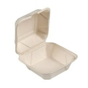 Vegware White Molded Fiber Clamshell Container, 8 x 17 x 2, White, Sugarcane, 200/Carton