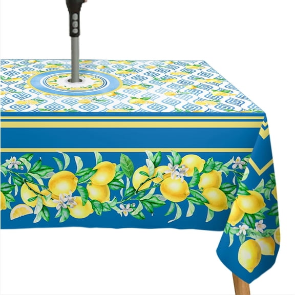 Vehcimbev Waterproof 84" x 60" Yellow Lemon Tablecloth