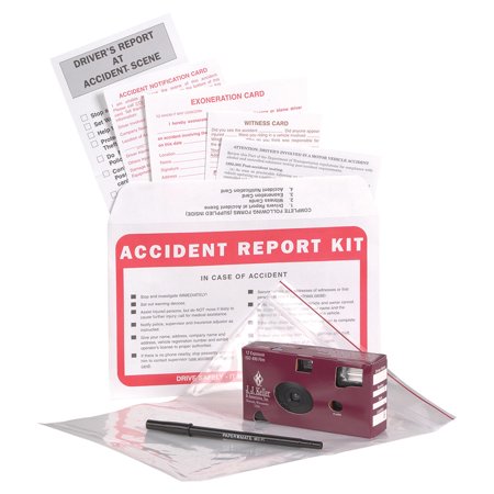 Vehicle Accident Kit in Poly Bag with 35mm Film Disposable Camera - J. J. Keller & Associates - Helps Drivers Collect, Organize & Report Vehicle Accident Information