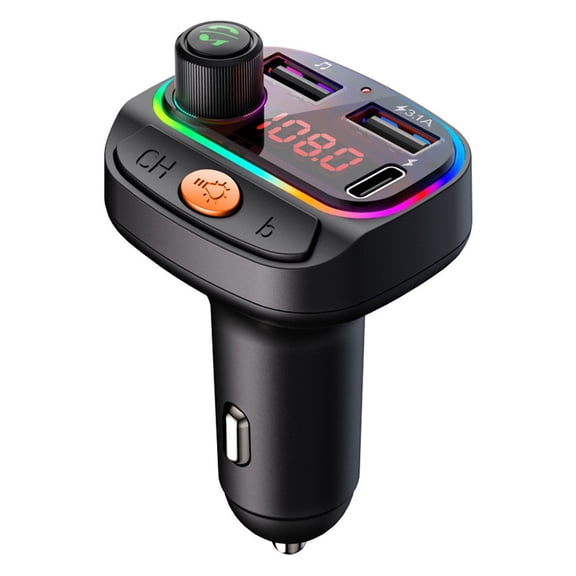 Vehicle Charger 5.3 FM Transmitter, 12-24V Dual USB 3.1A Car Adapter with Hands-Free Call, MP3 Player, Power-Off Memory, Vibration Resistant for Most Cars and Trucks