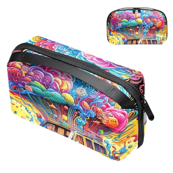 Vehicle Charger Case USB Organizer Wire Cord Travel Organizer Cord Case, Oxford Cloth Waterproof Electronics Digital Storage Bag, 5.9x9.44x3.14 in.