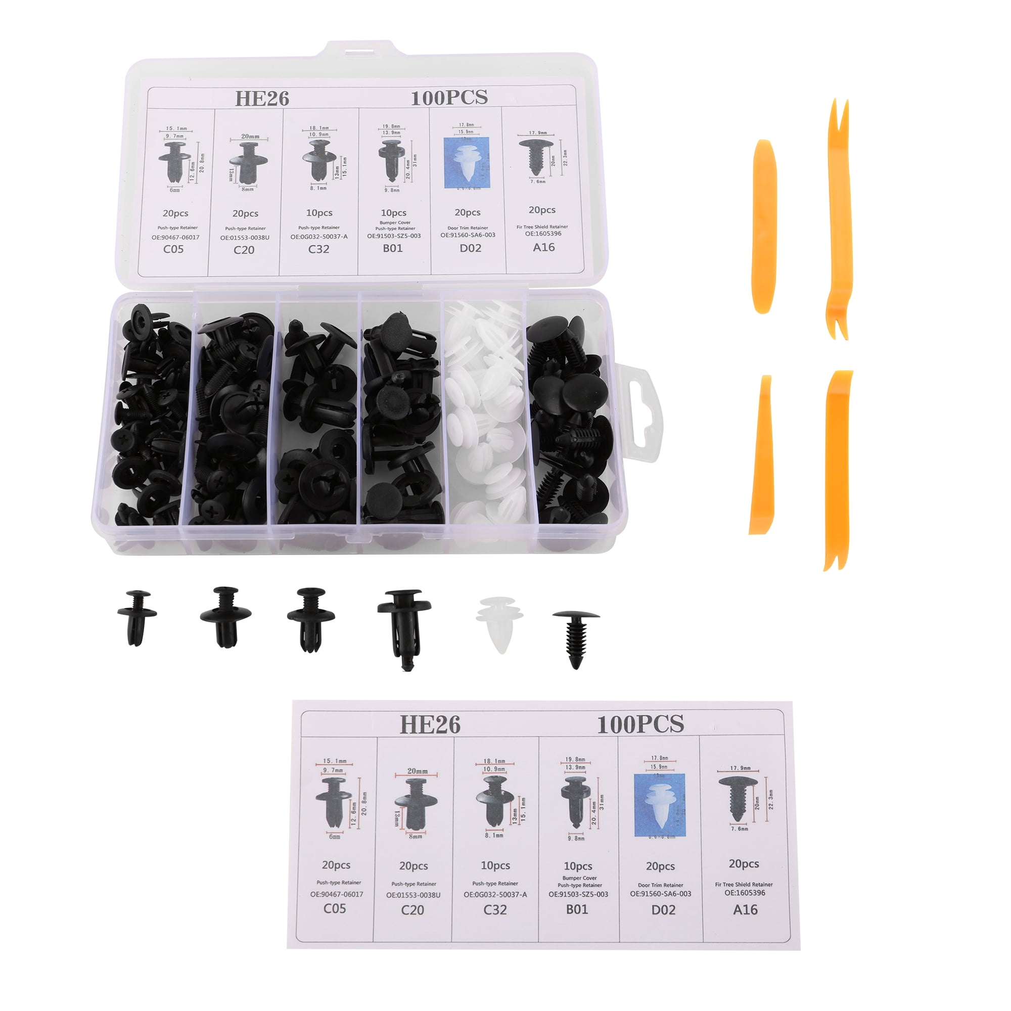 Vehicle Clip Kit 100+ Pieces with 4 Tools For Car Repairs - Walmart.com