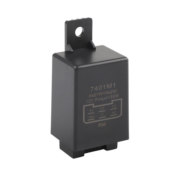 6 Pin Flasher Module 12V for Vehicle Electrical Maintenance, Flat Plug Circuit Unit with Mounting Tab Housing and Service Size Reference