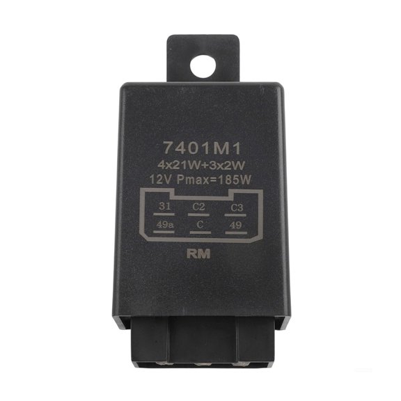 Vehicle Flasher Unit 12V with 6 Pin Terminal Layout and Mounting Ear, Rectangular Indicator Part for Turn Signal Circuit Service and Electrical Checks