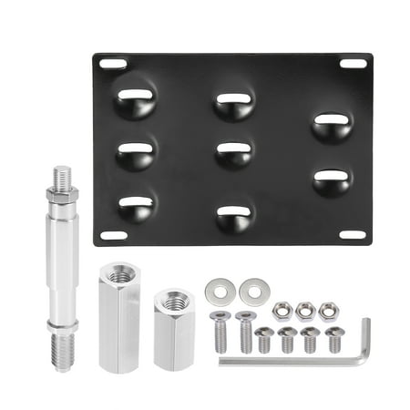 Vehicle Front Bumper Tow Hook License Plate Mount Bracket Holder Set for Ford