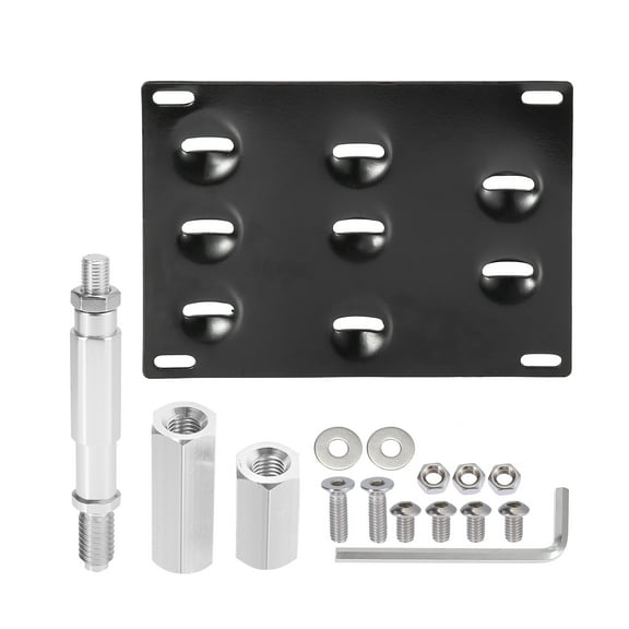 Vehicle Front Bumper Tow Hook License Plate Mount Bracket Holder Set for Ford