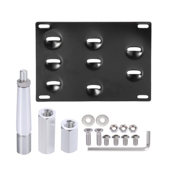 Vehicle Front Bumper Tow Hook License Plate Mount Bracket Holder Set for Mitsubishi Lancer EVO