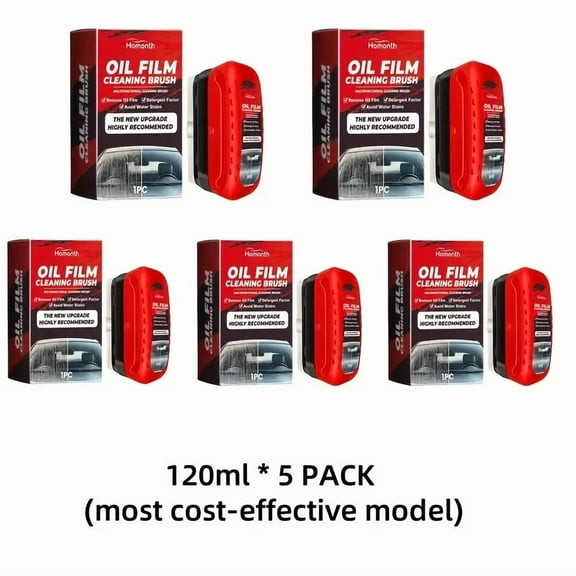 Vehicle Glass Oil Film Cleaner (5Pack) Windshield Cleaner All-In-One Brush Fluid
