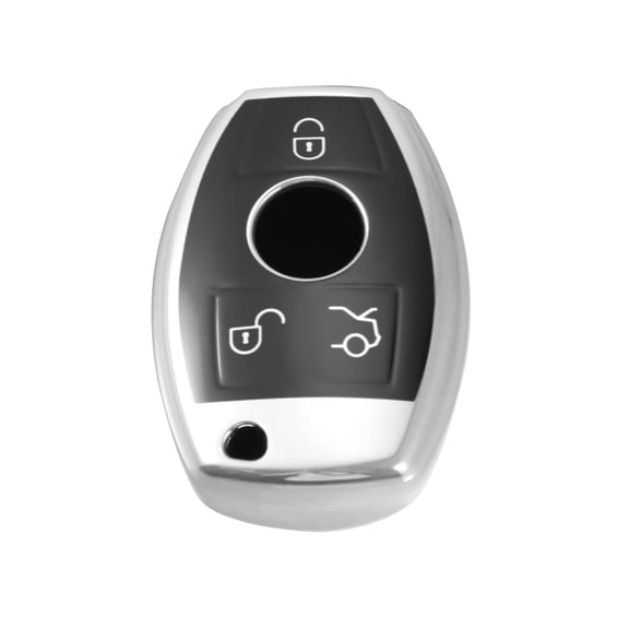 Vehicle Key Fob Cover 3 Button Remote Key Fob Case Silver Tone for Mercedes for benz C E S M CLS CLK G