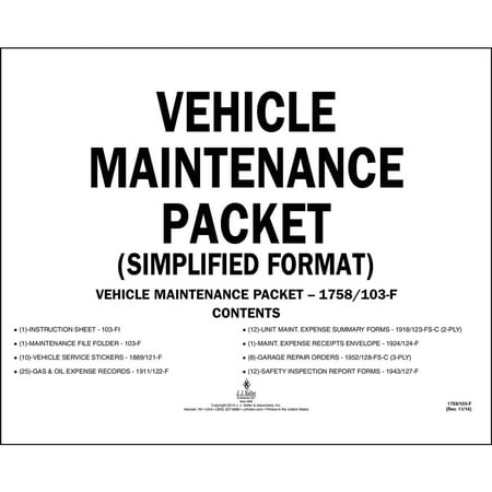 Vehicle Maintenance Report Folder with Forms & Logs, 11 3/4” x 9 7/8”, for Heavy Duty Vehicles