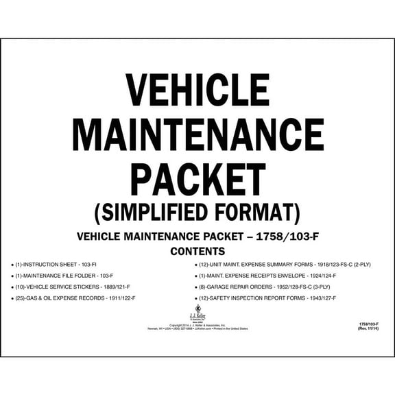 Vehicle Maintenance Report Folder with Forms & Logs, 11 3/4 x 9 7/8, for Heavy Duty Vehicles