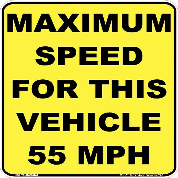 Vehicle Maximum Speed 55mph Yellow/Black Caution Bus Dump Truck Rental Car GPS Monitored Label Sticker Decal Made in USA 4"x 4"