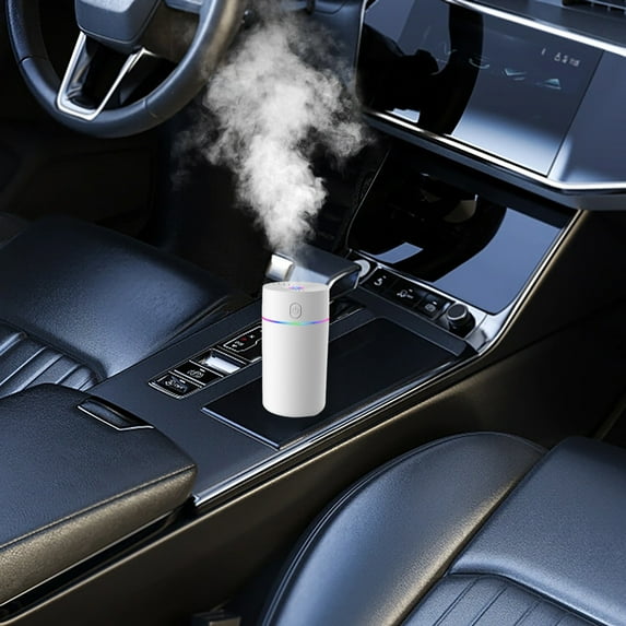 Vehicle-Mounted Humidifier, USB Powered, Aromatherapy Machine, Low Noise, Built-In Colorful LED Lights, 360° Humidification, 350mL Tank, 50mL/h Spray, 3W Power, For Car Home