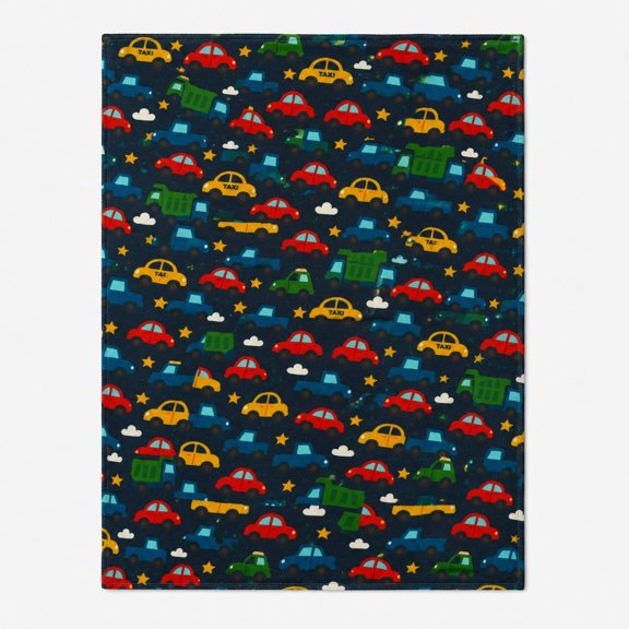 Vehicle Pattern Fleece Blanket, 280GSM Polyester Throw Blanket