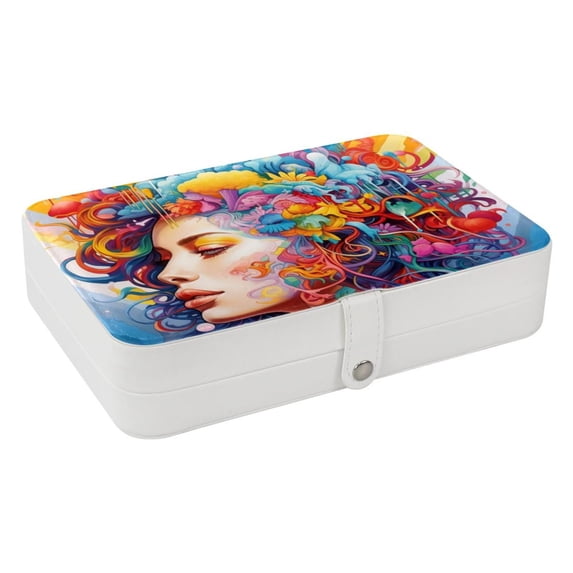 Vehicle Portable PU Leather Jewelry Storage Box with Removable Compartment, Earring Holder, Bracelet Holder, and Jewelry Stand