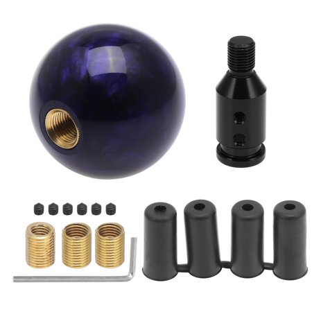 Vehicle Purple Round Ball Gear Shift Knob Manual Transmission with M12x1.25 Black Shift Knob Adapter Set Universal
