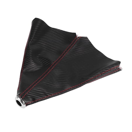 Vehicle Shift Boot Cover Dust Proof Universal Carbon Fiber Pattern PU Leather Red Line