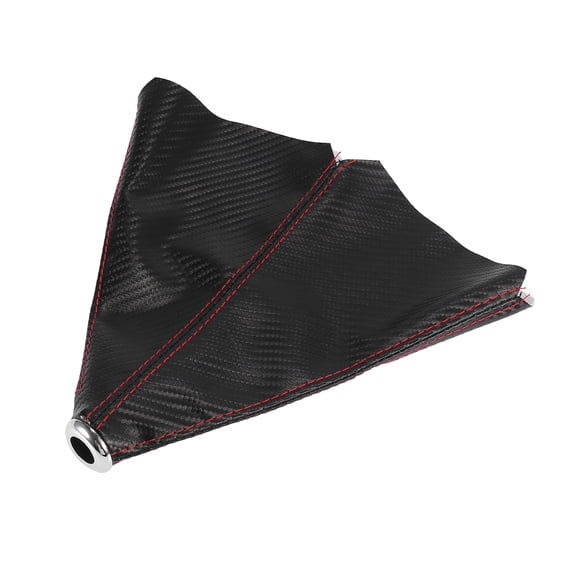 Vehicle Shift Boot Cover Dust Proof Universal Carbon Fiber Pattern PU Leather Red Line