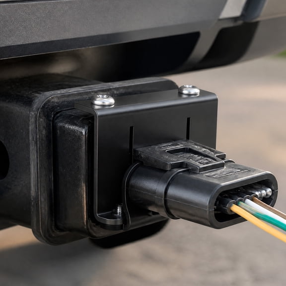 Vehicle-Side 4 Way Flat Trailer Wiring Harness Mounting Bracket, Rust-Proof Trailer Plug Bracket for Standard 4-Pin Flat Connectors, Black Oxide Finish