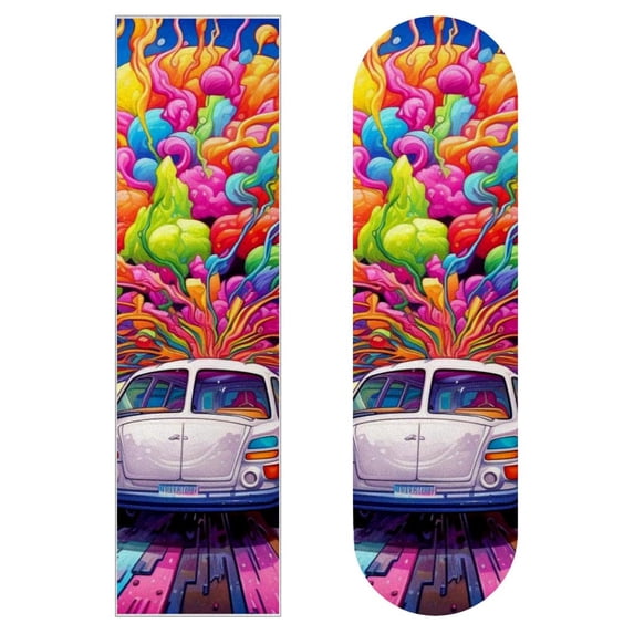 Vehicle Skateboard Stickers Pack of Two - Emery Surface, PVC Back, 8.8x32.6in/22.4x83 cm - Skateboard Accessories for Personalizing Your Board