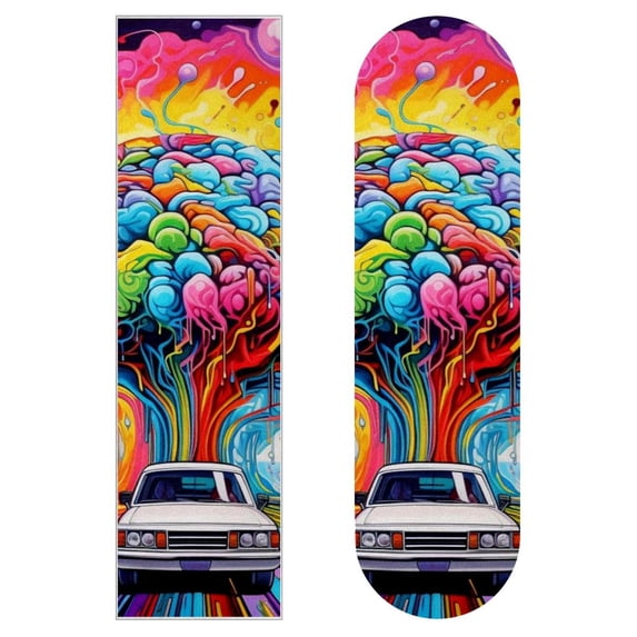 Vehicle Skateboard Stickers Pack of Two | Emery Surface with PVC Back | 8.8x32.6in/22.4x83 cm Size - Skateboard Accessories