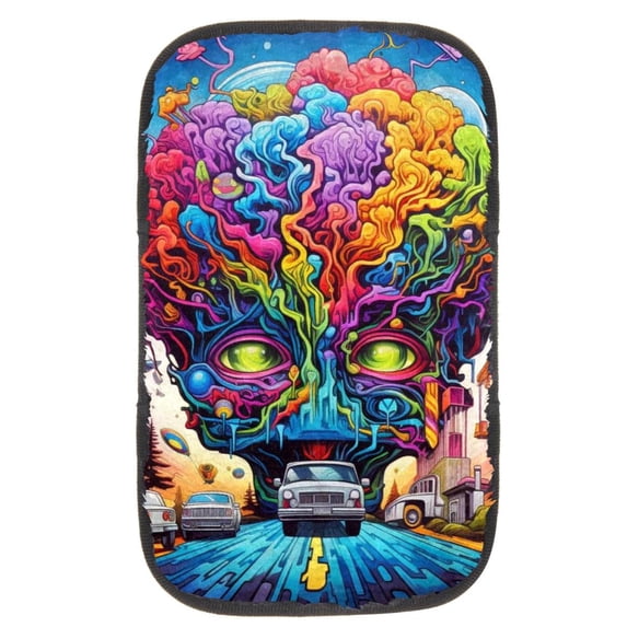 Vehicle Soft Furry Printed Armrest Cover Car Armrest Pad Accessory 12.5x8.2 Inch Comfortable