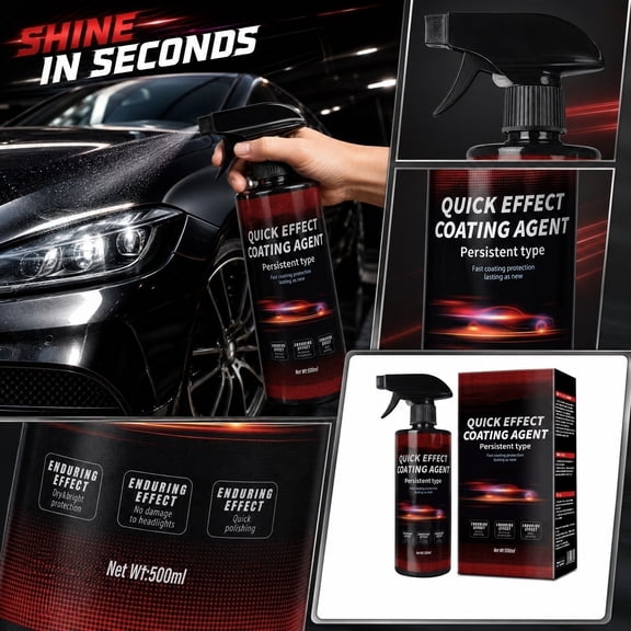 Vehicle Surface Coating Product, Quick Acting Car Coating, Nano Ceramic Coating, Car Shine Exterior, 500Ml 8X2X2 in Car Body Crystal Plating Sealant That Lifts Paint Clarity, Adds