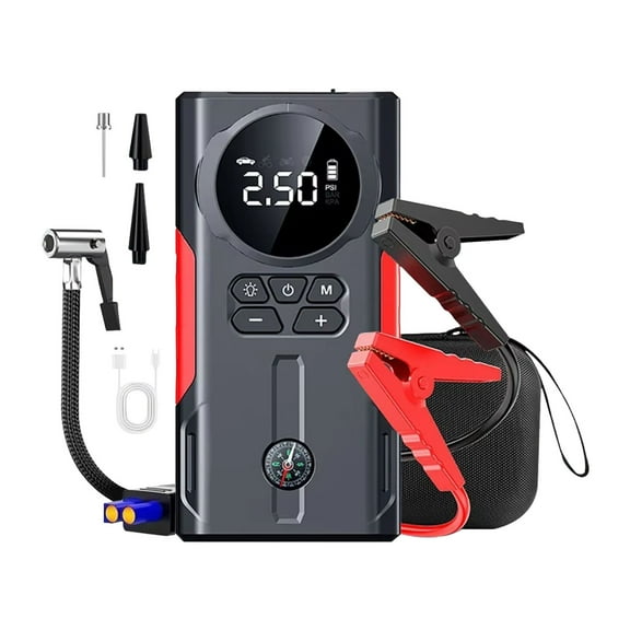 Vehicle Tire Inflator Jump Starter With LED Display Emergencies Power Backup&High Efficiency Air Compressor