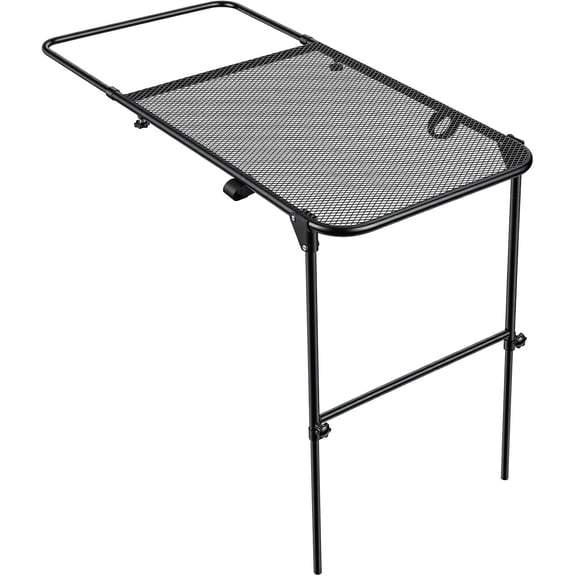 Vehicle Tire Mounted Steel Camping Table, Adjustable Height Folding Desk for Tailgating, Biking Car Camping Picnic Outdoor Cooking BBQ,No Tools or Hitch Required for Installation Black