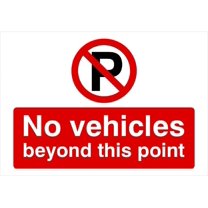 No Vehicles Beyond This Point P Sign Landscape Parking Signs & Permits Metal Sign Tin Sign 12x16 Inch - Caution Safety Warning Security Signs Indoor & Outdoor Signs for Home, Office, Work