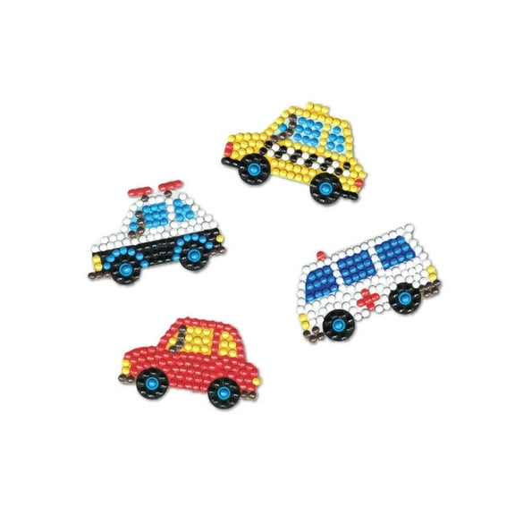 Vehicles Diamond Art Kids' Sticker Kit - Make Your Own 3D Stickers! - Makes 8