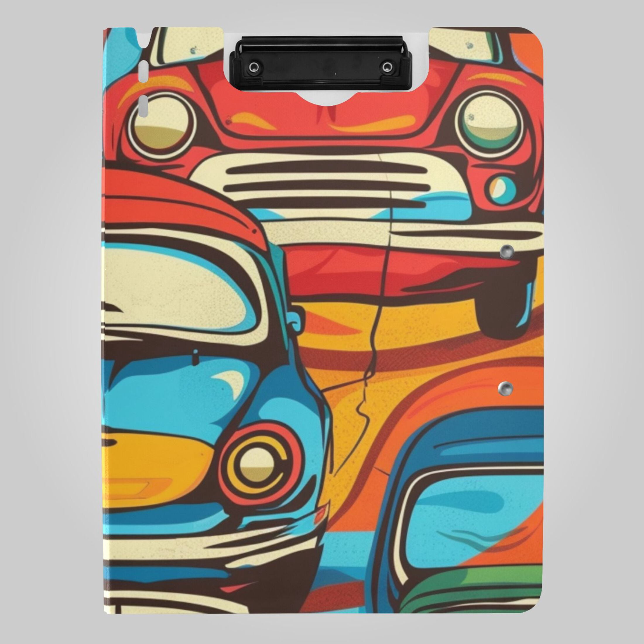 Vehicles Graffti Style Foldable Binder Folder Clipboard with Pen Slot ...
