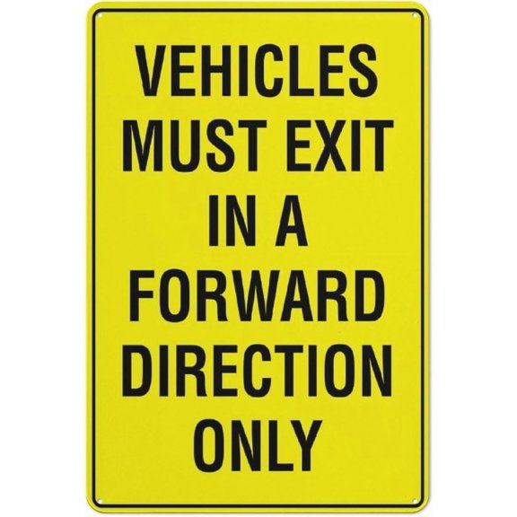 Vehicles Must Exit In A Forward Sign Signs Outdoor, Uv Printed Aluminum 8"x12", Weatherproof And Security Signs For Home Or Business