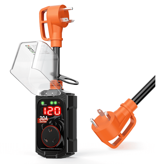 Vehiker 16000 Joules-RV Surge Protector 30 Amp with LED Display, RV Power Surge Voltage Protection, RV Adapter Plug for Camper, Circuit Analyzer for Travel Trailers with Waterpoof Cover