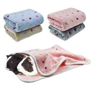 Vehomy 4 Pieces of Guinea Pig Blanket, Hamster Fleece Cage Liners Soft Warm Bunny Sleep Bedding Mat Cute Dot Pattern for Guinea Pig Hamster Rabbit Chinchilla Hedgehog (Blue, Pink, White, Grey)