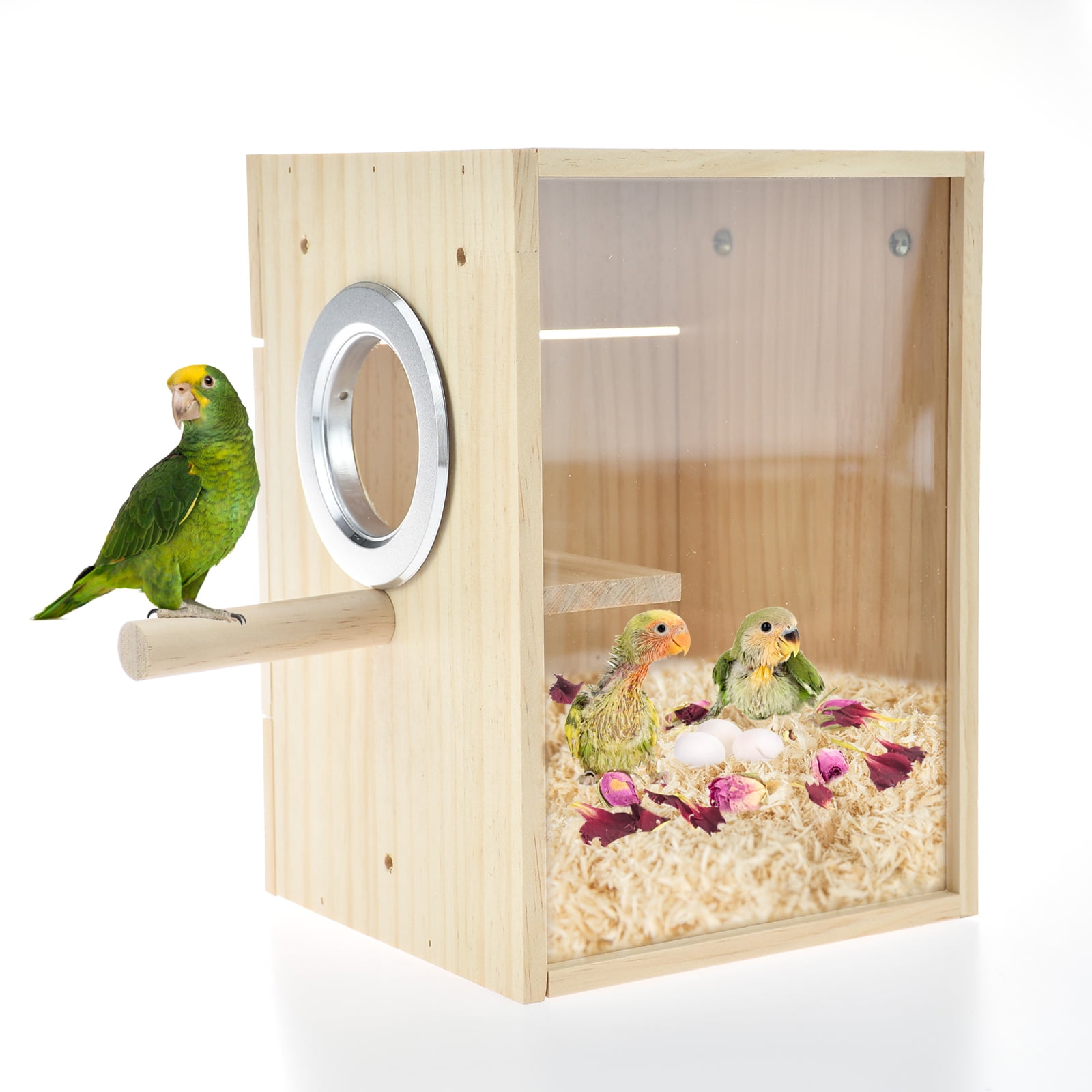 Vehomy Bird Nest Box Parakeet Breeding Nest Box Bird Nest House Wooden ...