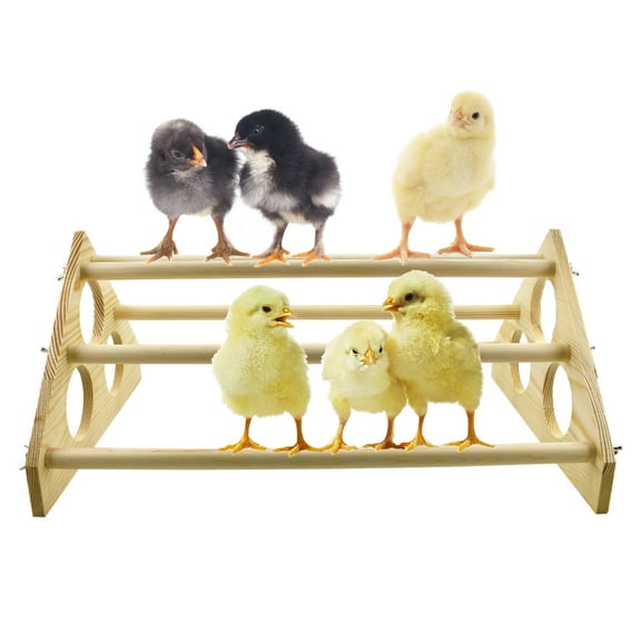 Vehomy Chicken Perch for Chicks Chicken Wood Stand with Holes Chick Stand Trainning Perch Chicken Roost bar for Chicks Chicken Swing Chicken Toy for Hens