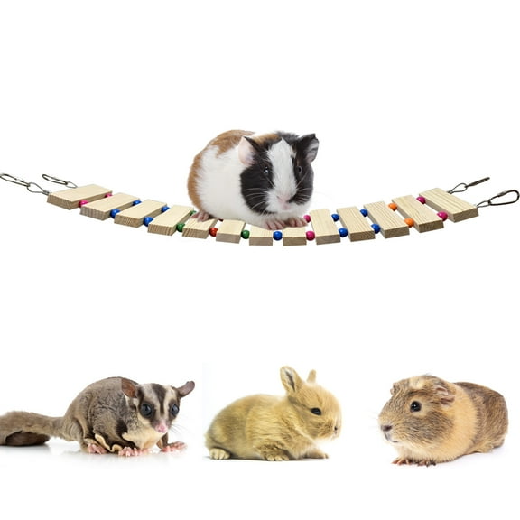 Vehomy Hamster Climbing Toy Bunny Swing Bridge Small Pet Wooden Climbing Ladder Guinea Pig Climbing Hammock Bridge Ladder Toy for Rabbit Mouse Chipmunk