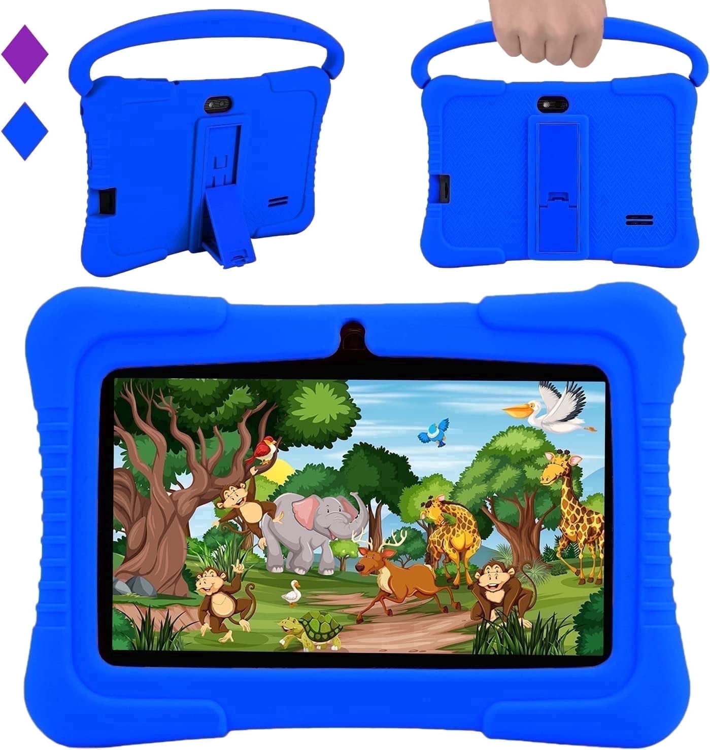 Veidoo 7 inch Android Kids Tablet, 2GB RAM 32GB Storage, Learning Tablet for Children, WiFi, Bluetooth, Dual Cameras, Parental Control, Toddler Tablet with Silicone Case(Dark Blue)