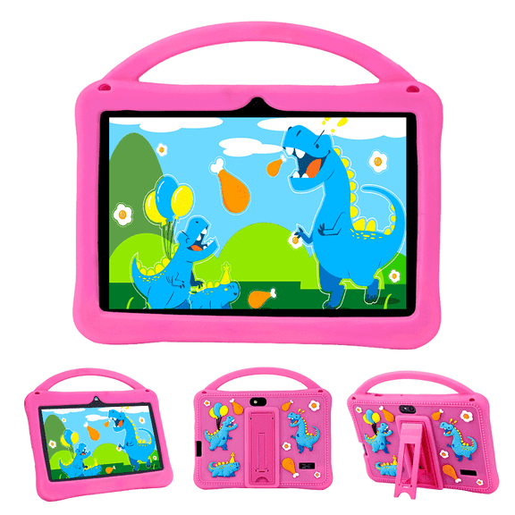 Veidoo 7 inch Android Tablets for Kids, 2GB RAM, 32GB ROM, iWawa Apps & Parent Controls, Safety Eye Protection Screen, Educational Games, WiFi, Dual Camera, Silicone Case (Pink)