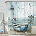 thumbnail image 1 of Veigike Seaside Lighthouse Polyester Shower Curtain, 70" x 70", 1 of 4